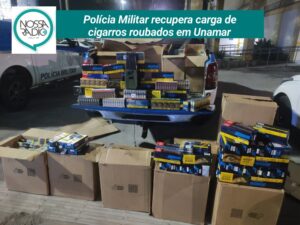 Leia mais sobre o artigo Polícia Militar recupera carga de cigarros roubados em Unamar