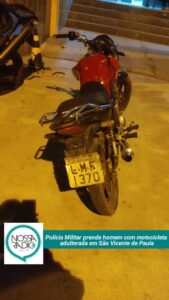 Leia mais sobre o artigo Polícia Militar prende homem com motocicleta  adulterada em São Vicente de Paula