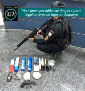 Leia mais sobre o artigo Trio é preso por tráfico de drogas e porte  ilegal de arma de fogo em Araruama