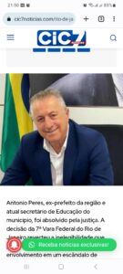 Leia mais sobre o artigo Antônio Peres, ex-prefeito de Saquarema, é absolvido pela justiça