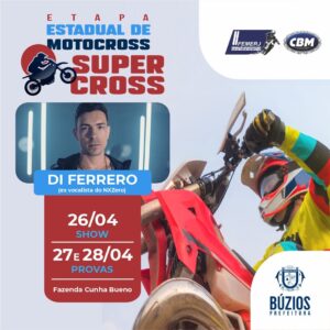 Leia mais sobre o artigo Búzios recebe cantor Di Ferrero na Etapa Estadual de motocross em 26 de abril