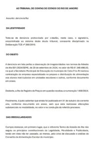 Leia mais sobre o artigo Rafael Peçanha denuncia terceirização da merenda escolar de Cabo Frio ao Tribunal de Contas do Estado (TCE-RJ)