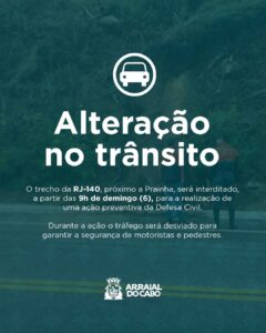 Leia mais sobre o artigo Trecho da RJ-140, próximo à Prainha, será interditado neste domingo (6) para ação preventiva