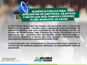 Leia mais sobre o artigo Secretaria de Saúde de Iguaba Grande convida população para audiência pública sobre o Plano Municipal de Saúde 2026–2029