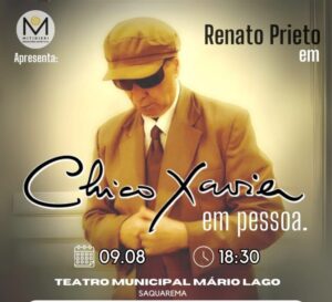Leia mais sobre o artigo Teatro Mário Lago, em Saquarema, terá a peça  “Chico Xavier em Pessoa”