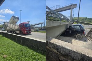 Leia mais sobre o artigo Caminhão derruba passarela em Magé e interdita BR-116