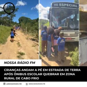 Leia mais sobre o artigo Crianças andam a pé em estrada de terra após ônibus escolar quebrar em zona rural de Cabo Frio