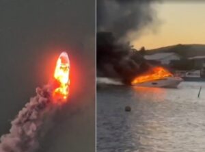 Leia mais sobre o artigo Lancha pega fogo e fica destruída em Cabo Frio