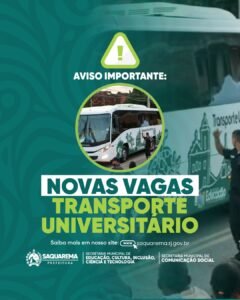 Leia mais sobre o artigo Prefeitura de Saquarema oferece 180 vagas para o Transporte Universitário
