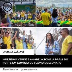 Leia mais sobre o artigo Multidão verde e amarela toma a Praia do Forte em comício de Flávio Bolsonaro