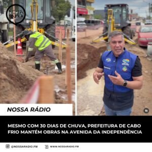 Leia mais sobre o artigo Mesmo com 30 dias de chuva, Prefeitura de Cabo Frio mantém obras na Avenida da Independência