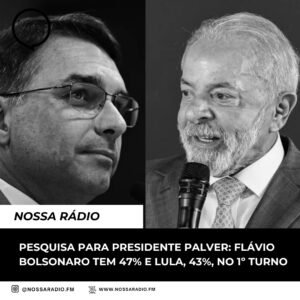 Leia mais sobre o artigo Pesquisa para presidente Palver: Flávio Bolsonaro tem 47% e Lula, 43%, no 1º turno Fonte: Exame — Divulgada em 3 de outubro de 2026