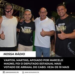 Leia mais sobre o artigo Vantoil Martins, apoiado por Marcelo Magno, foi o Deputado Estadual mais votado de Arraial do Cabo. Veja os 10 mais