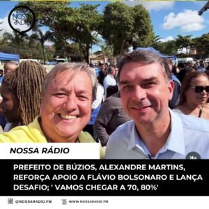 Leia mais sobre o artigo Prefeito de Búzios, Alexandre Martins, reforça apoio a Flávio Bolsonaro e lança desafio: ‘ Vamos chegar a 70,80%’