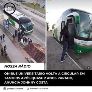 Leia mais sobre o artigo Ônibus universitário volta a circular em Tamoios após quase 2 anos parado, anuncia Johnny Costa