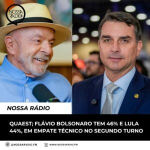 Leia mais sobre o artigo Quaest: Flávio Bolsonaro tem 46% e Lula, 44%, em empate técnico no segundo turno